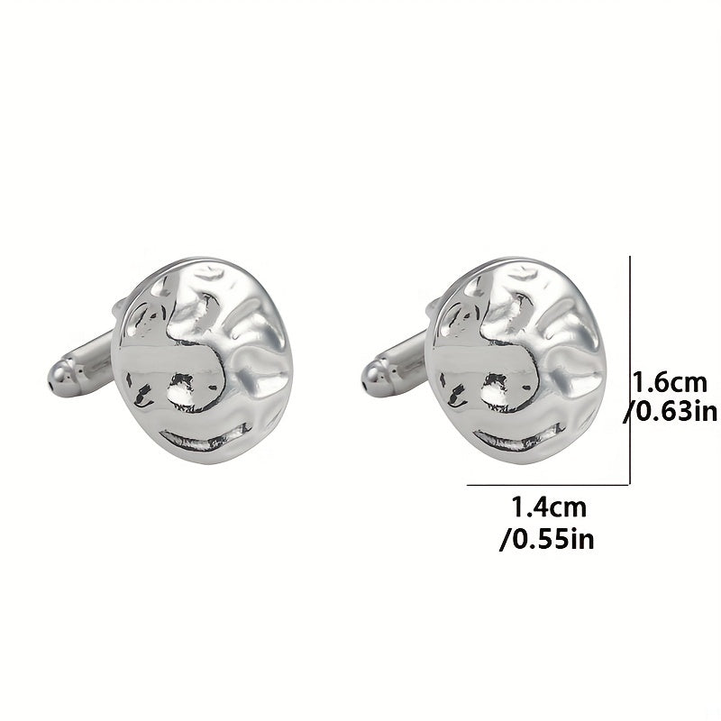 Men's Water Ripple Round Cufflinks Shirt Accessories