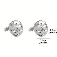 Men's Water Ripple Round Cufflinks Shirt Accessories