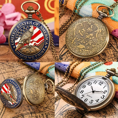 Vintage Bronze American Pocket Watch Necklace Pendant For Children