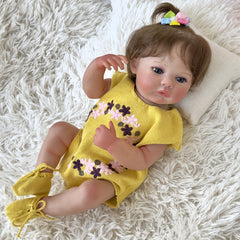 19" Reborn Baby Girl Doll in Yellow Romper
