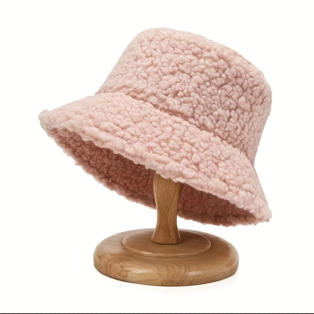 Girls Plush Warm Bucket Hat for Vacation