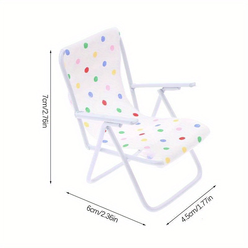 1:12 Scale Dollhouse Wooden Beach Chair, Colorful Stripes & Polka Dots