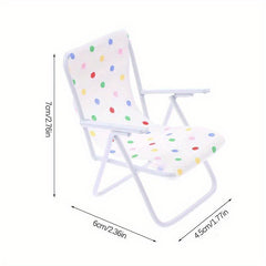 1:12 Scale Dollhouse Wooden Beach Chair, Colorful Stripes & Polka Dots