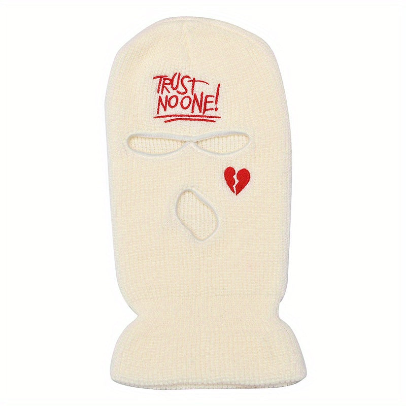 Heart Broken Embroidery Balaclava Hip Hop Knit Mask