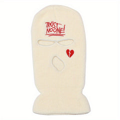 Heart Broken Embroidery Balaclava Hip Hop Knit Mask