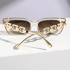 Y2K Cat Eye Sunglasses Gradient Lens Chain Temple Glasses UV400