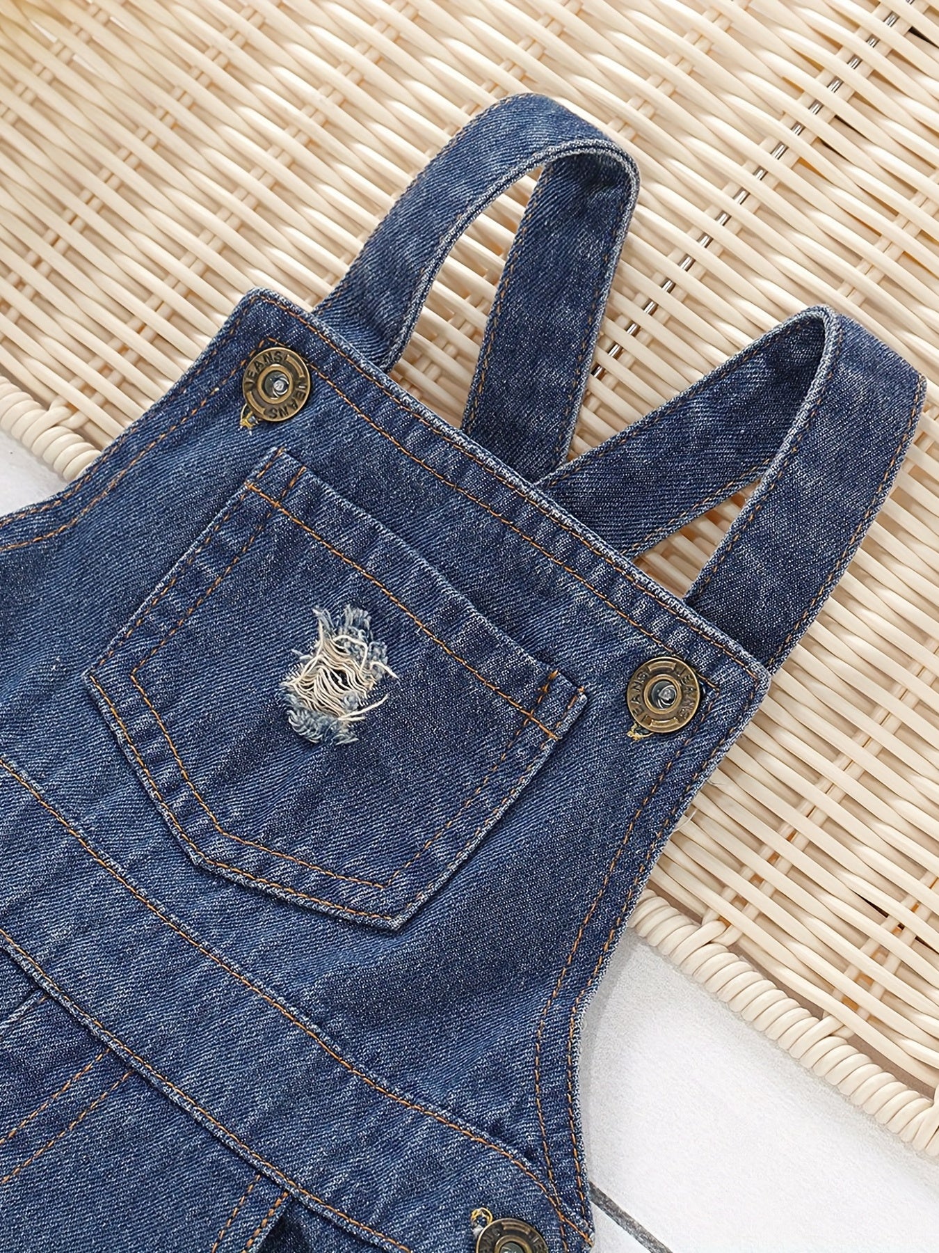 Baby Girls Sunflower Pattern Denim Overalls
