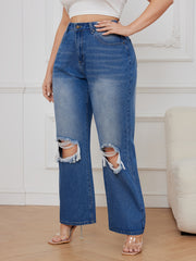 Ripped High Rise Loose Fit Jeans