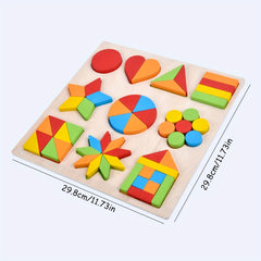 Wooden Shape Matching Board Puzzle Game Educational Learning Toy