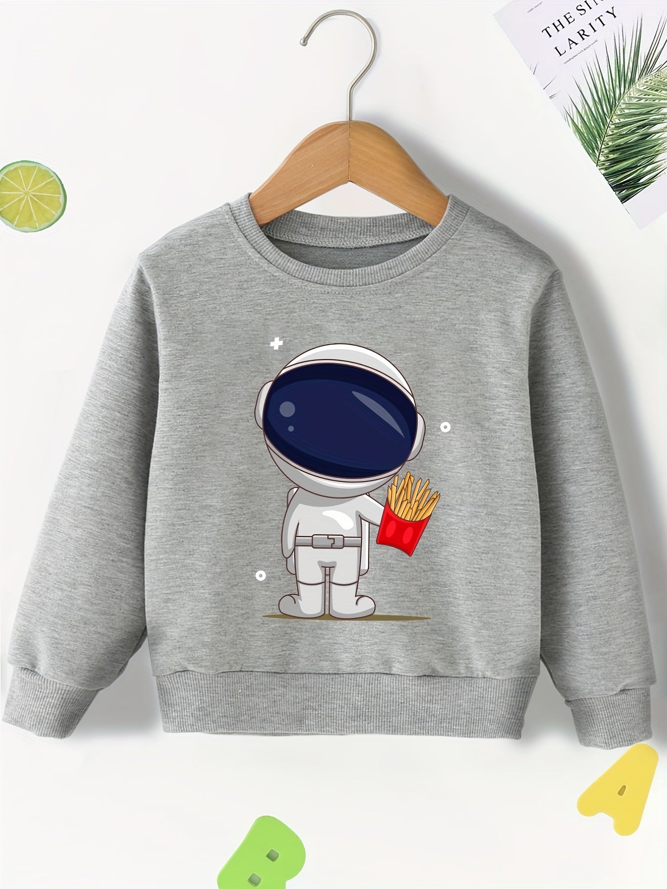 Astronaut & Fries Boys Sweatshirt Long Sleeve Crew Neck Top