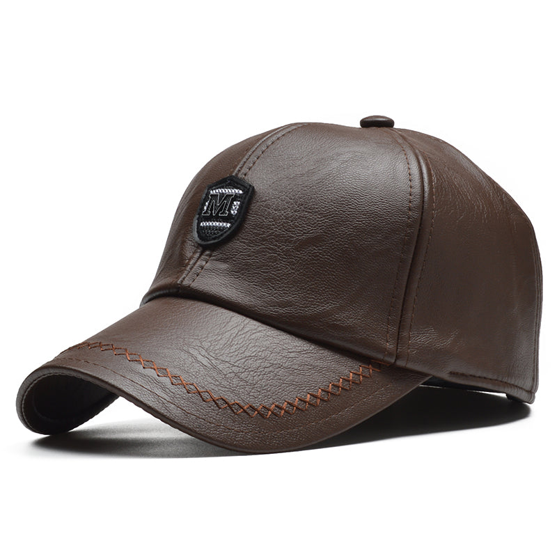 Men's Casual PU Leather Baseball Cap