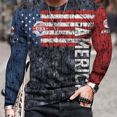 Vintage Print Men's Long Sleeve Tee