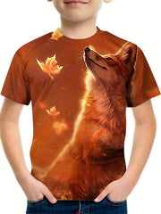 Boy's Fox Graphic T shirt Casual 3D Print Loose Tee Kid's Clothing For Summer