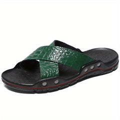 Men's Crocodile Pattern Quick Drying Slides Non Slip