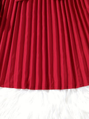 Girls Mock Neck Belted Long Sleeve Knit Top Pleated Dress