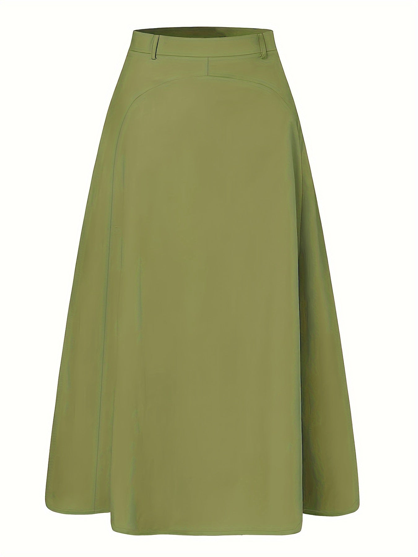 Solid Stitching High Rise Swing Maxi Skirt
