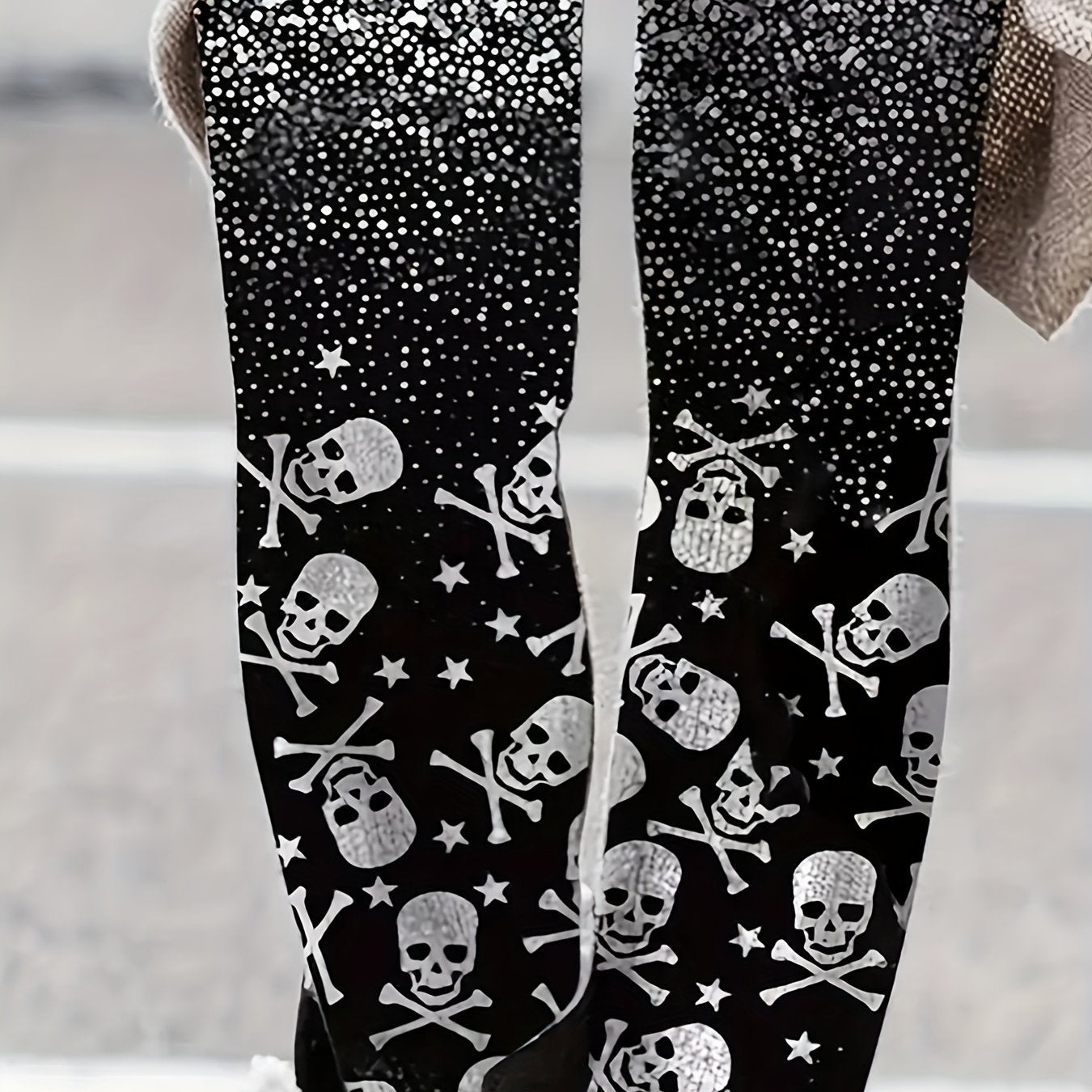 Women's Plus Gothic Skull & Splash Print Leggings