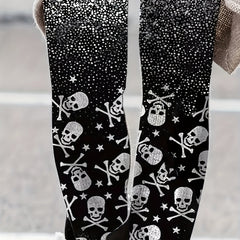 Women's Plus Gothic Skull & Splash Print Leggings