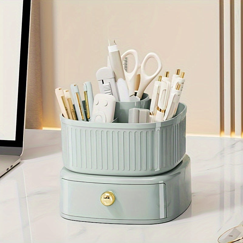 360 Rotating Makeup Organizer Cosmetic Storage Box With Drawer