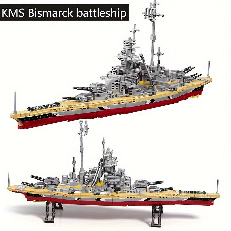 Battleship Building Blocks Military Boat Toy Carrier Assembly Set
