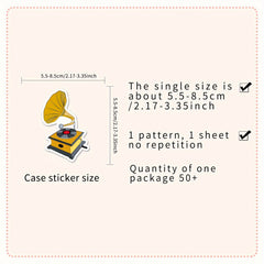 50pcs Cartoon Phonograph Doodle Stickers For Luggage Car Mobile Case Cup