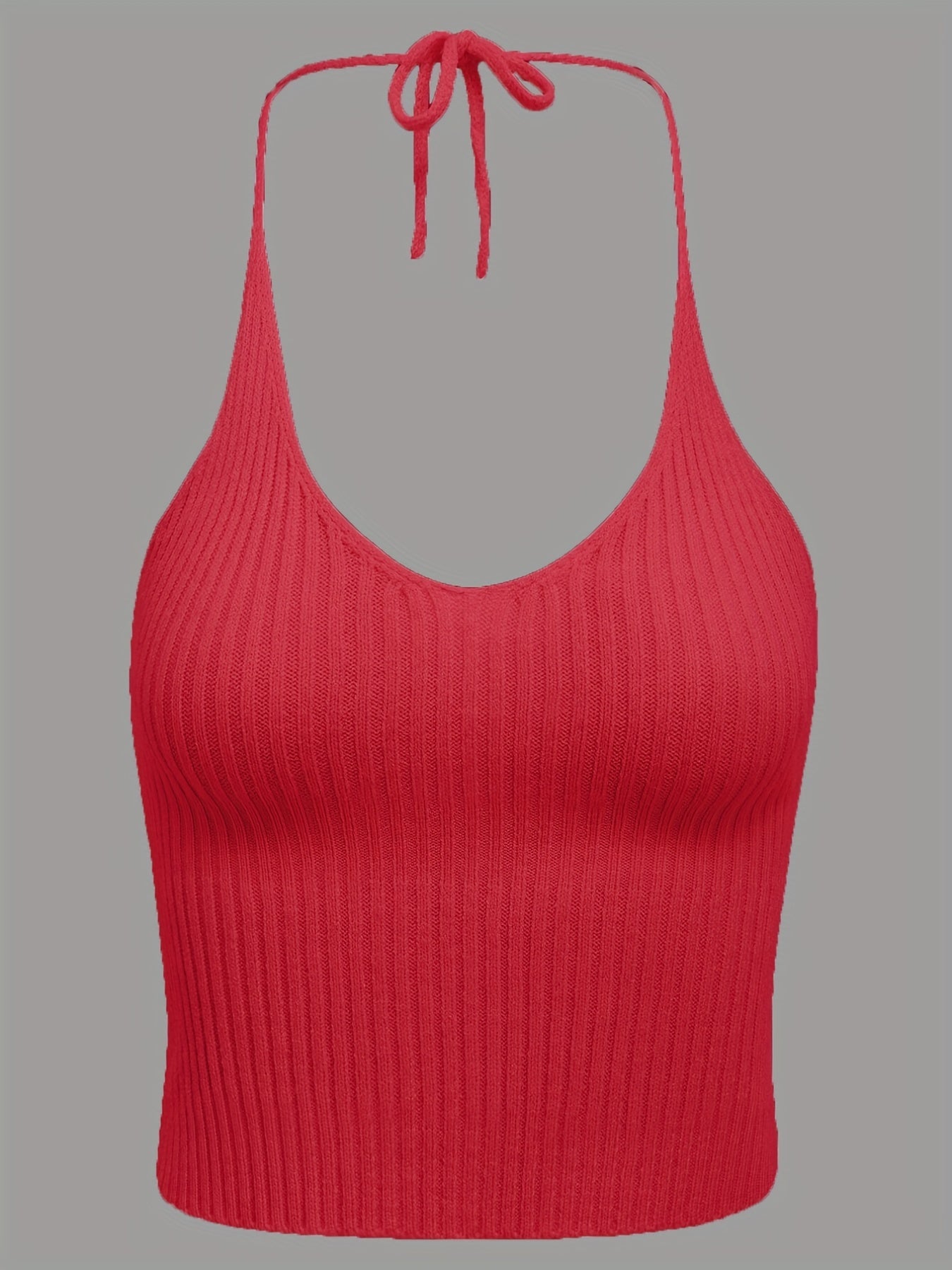 Sexy Lace Up Crop Halter Top Solid Sleeveless