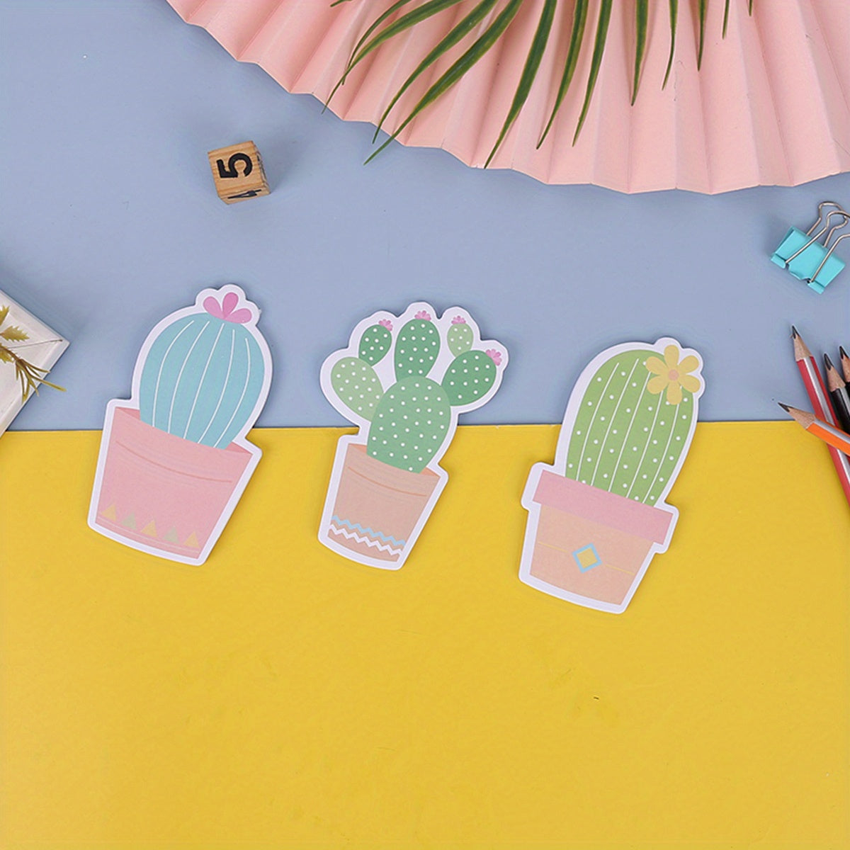 3pcs Cactus Sticky Notes, Cartoon Creative Office Novelty Sticky Notes