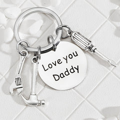 Stainless Steel Dad's Tool Keychain Screwdriver Hammer Wrench Gift