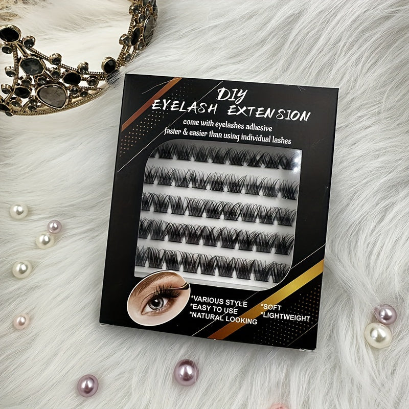 50pcs DIY Cluster Lashes Extension D Curling Long Individual Lashes Faux Mink