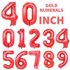 40 inch Red Aluminum Foil Digital Balloon for Party Supplies