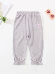 Kids Cartoon Embroidered Pants Soft Casual Capris