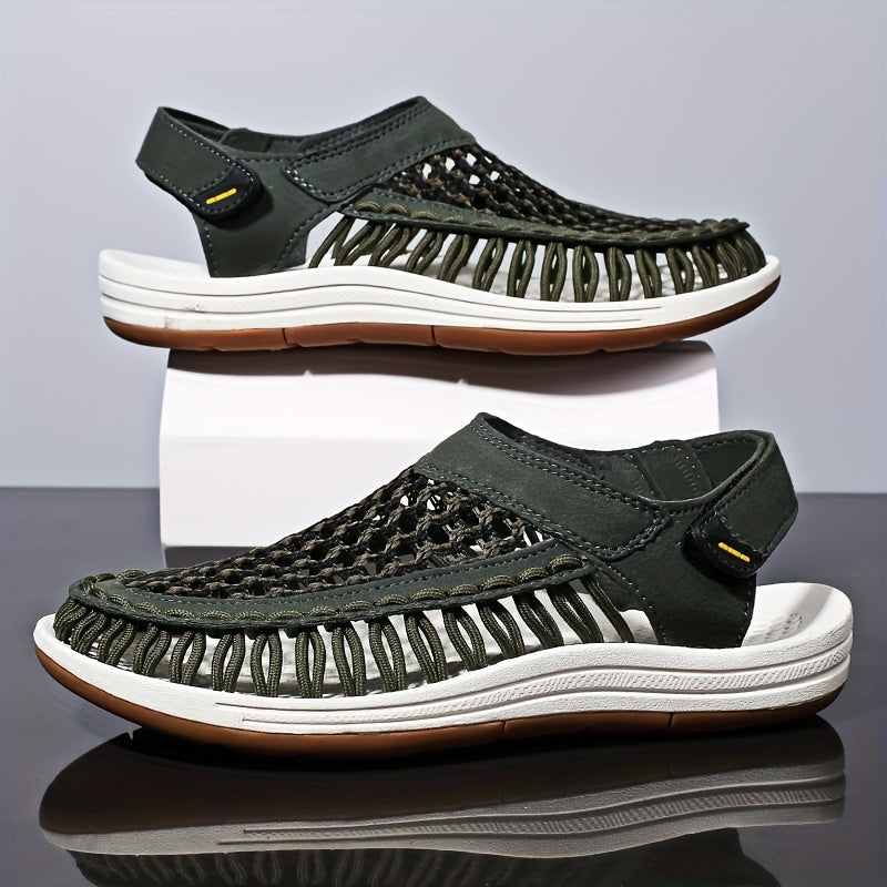 Men's Slip On Woven Sandals Breathable Non Slip Beach Shoes