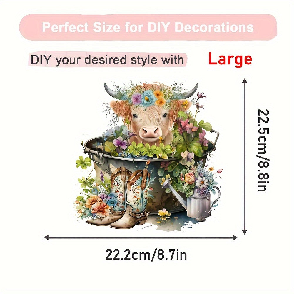 Pastoral Cattle Flower Animal Series Iron On Patches HTV Vinyl DIY T Shirts