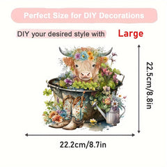 Pastoral Cattle Flower Animal Series Iron On Patches HTV Vinyl DIY T Shirts