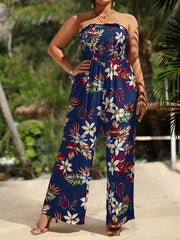 Plus Floral Print Tube Jumpsuit Women's Plus Size