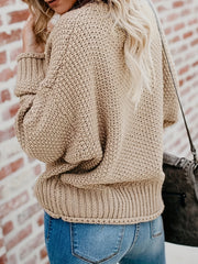 Casual Sweater Solid Bat Sleeve V Neck Stretch Jumper