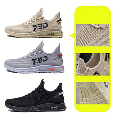 Men's Breathable Woven Sneakers Casual Outdoor Lace-up Shoes