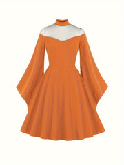 Gothic Dress Mesh Bell Sleeve Swing Party Dress