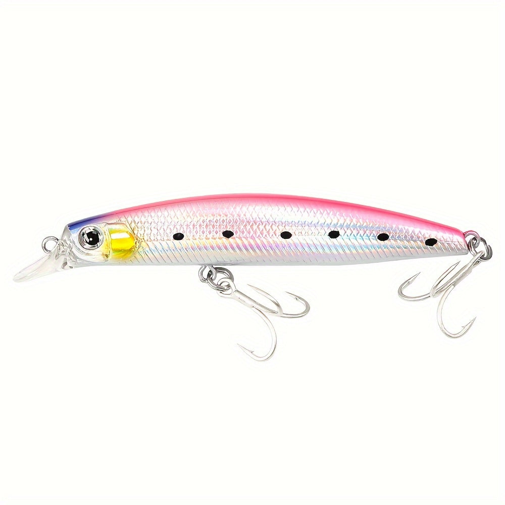 Slow Sinking Minnow Lure Bass Tuna Hard Bait Treble Hook