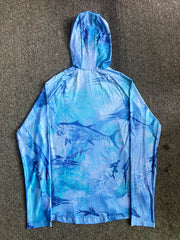Fish Graphic Sun Protection Hooded Shirt Long Sleeves Running Top