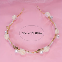 Faux Pearl Flower Headband Head Hoop Wedding Bridal Hair Accessories