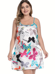 Butterfly Print Cami Dress & Robe Lounge Set