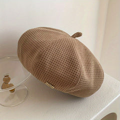 Embossed Beret Solid Vintage Painter Cap Octagonal Hat For Women