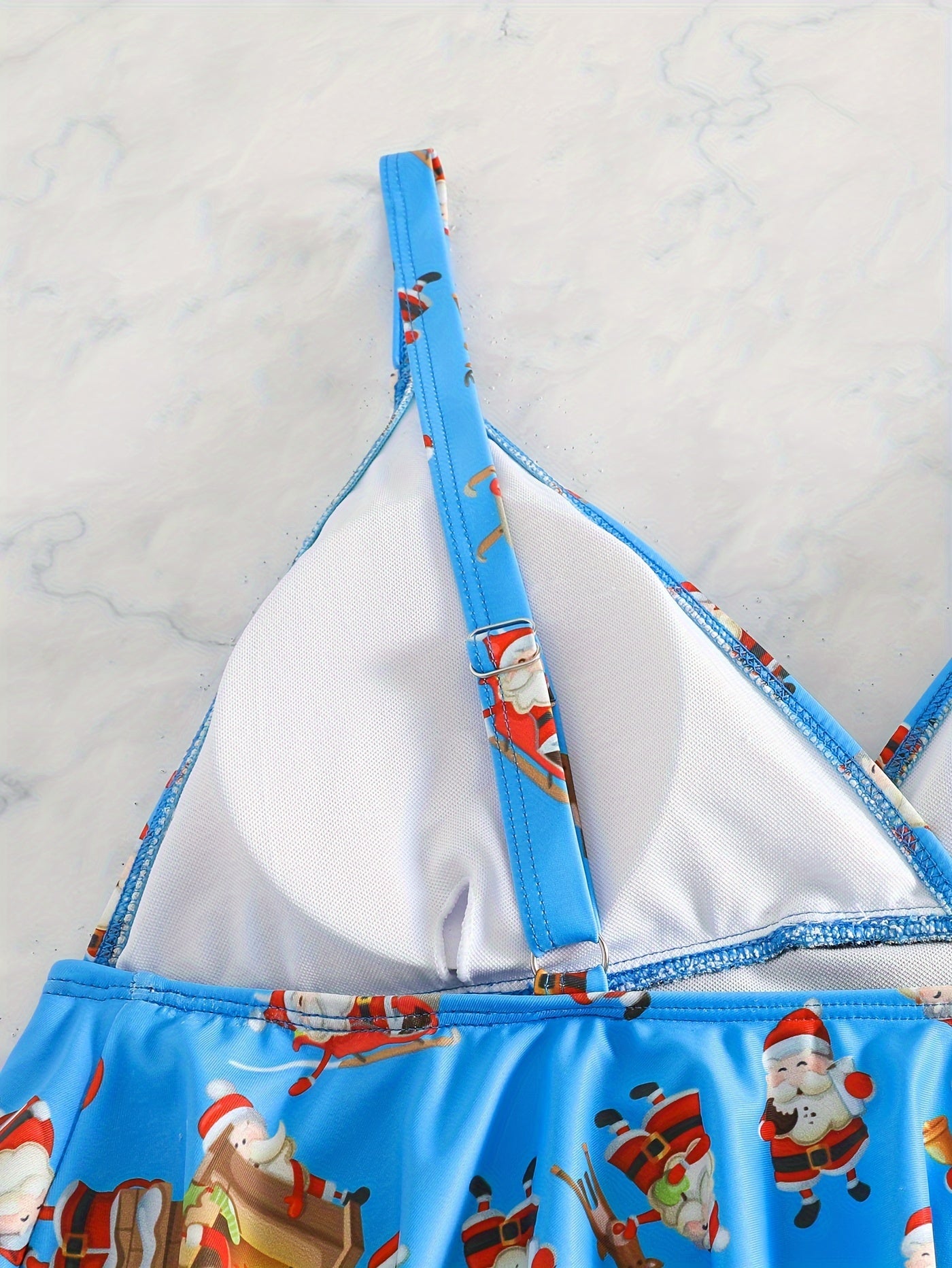 Santa Claus Print One Piece Bathing Suit