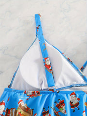 Santa Claus Print One Piece Bathing Suit