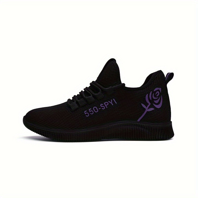 Rose Print Lightweight Running Shoes Soft Bottom Outdoor Sneaker