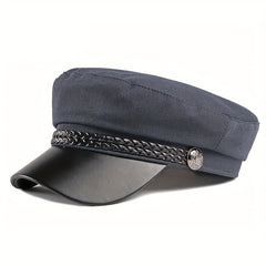 Parent-child Leather Texture Hat Autumn Winter Navy