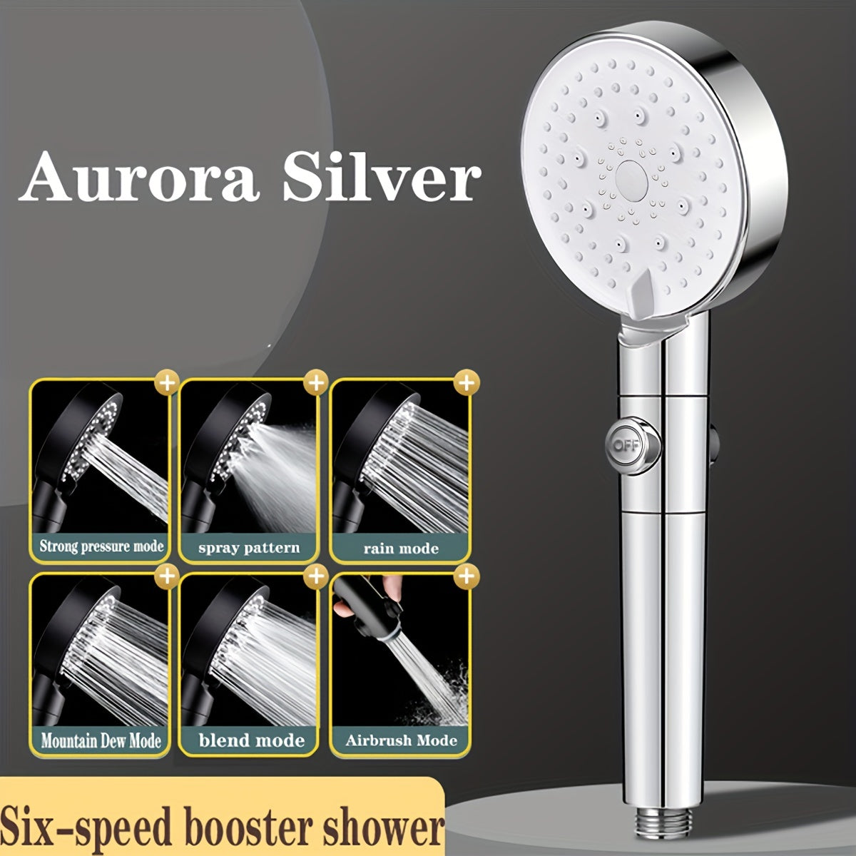 6 Modes Adjustable High pressure Shower Head - Water saving Hand held Shower Hea