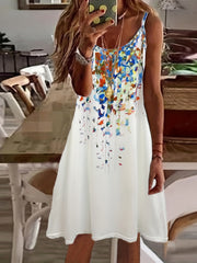 Floral Print Spaghetti Dress Sleeveless Summer Dress
