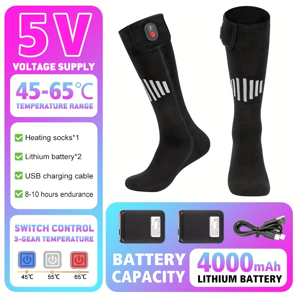 USB Rechargeable Heating Socks Infrared Heated Boots for Outdoor Winter